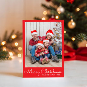 Festive Bright Red Photo Holiday Card