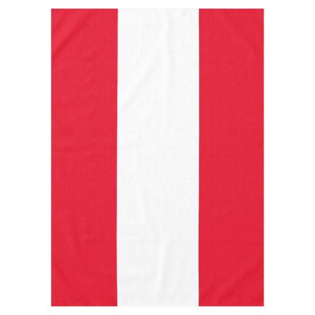 Festive Bright Red White Nautical Summer Stripes Tablecloth (Front)