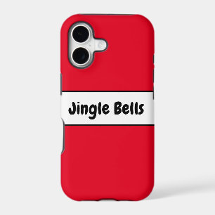 Festive Bright Red White Stripes Jingle Bells Text