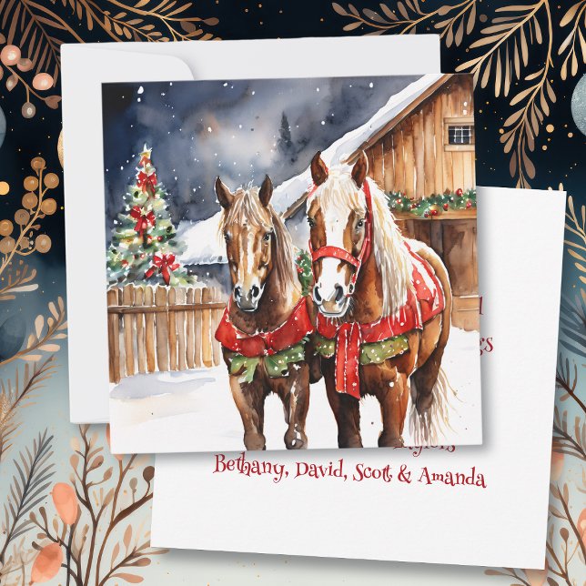 Festive Brown Horses Christmas Card (Creator Uploaded)