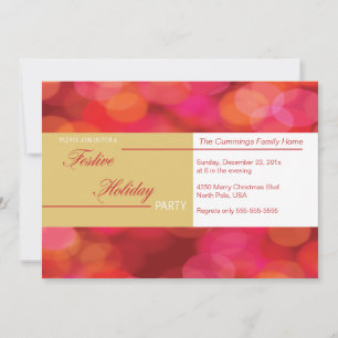 Festive Bubbles and Lights Holiday Invitation