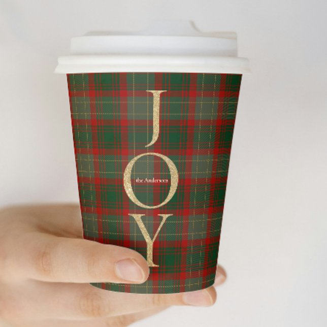 Festive Buffalo Plaid 3 Photos collage Christmas Paper Cups (Creator Uploaded)