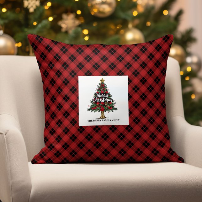 Festive Buffalo Plaid Gift for Him Name Pillow (Festive Buffalo Plaid Gift for Him Name Pillow)
