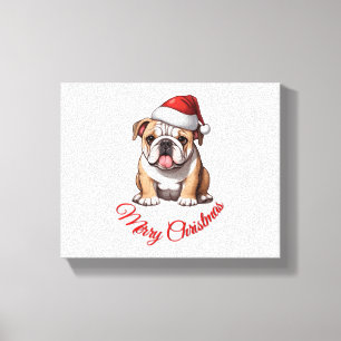 Festive Bulldog Merry Christmas Classic T-Shirt Canvas Print