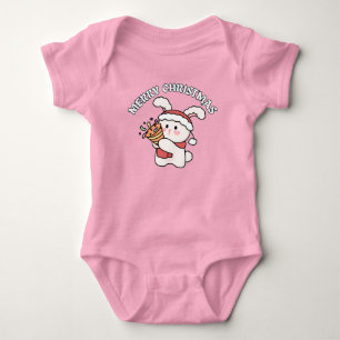 Festive Bunny – Merry Christmas Baby Bodysuit