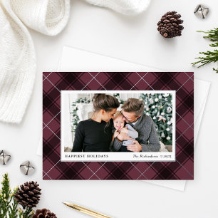 Festive Burgundy and Silver Tartan Plaid Photo
