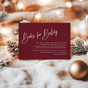 Festive Burgundy Baby Shower Books for Baby Card