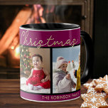 Festive Burgundy Merry Christmas 3 Photos Collage Mug<br><div class="desc">This Christmas, delight your family and friends with this elegant mug which captures favourite memories and festive cheer. The mug features a rich burgundy red background, creating a vibe of warmth and celebration. At the top the greeting "Merry Christmas" greeting is displayed in faux gold script typography, adding a luxurious...</div>