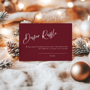 Festive Burgundy Red Baby Shower Diaper Raffle