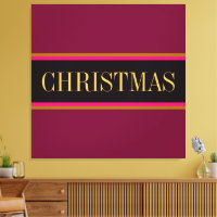Festive Burgundy Red Black CHRISTMAS Stripes Text