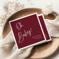 Festive Burgundy Red Oh Baby Baby Shower