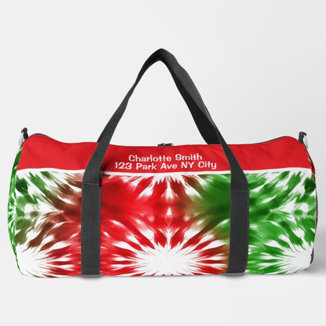 Festive Burst Tie Dye personalised Holiday Bag (Front)