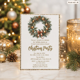 Festive Business Christmas Party Wreath Invitation