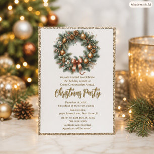 Festive Business Christmas Party Wreath Invitation