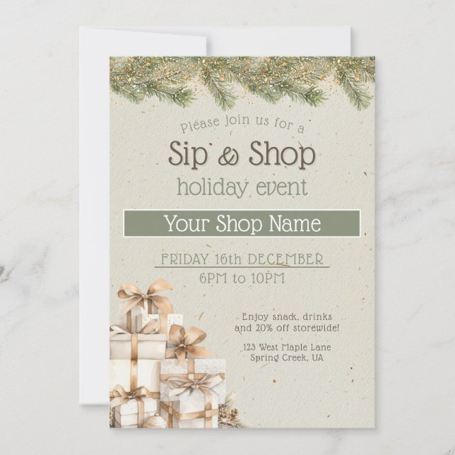 Festive business Holiday Event marketing Invitation (Front)