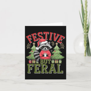 Festive But Feral Racoon Christmas Santa Fun Anim Card