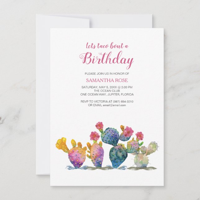 Festive Cactus Fiesta Birthday Invitation (Front)