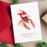 Festive Cajun Christmas Card<br><div class="desc">Festive watercolor Christmas illustration of a crawfish wearing a red santa hat.</div>