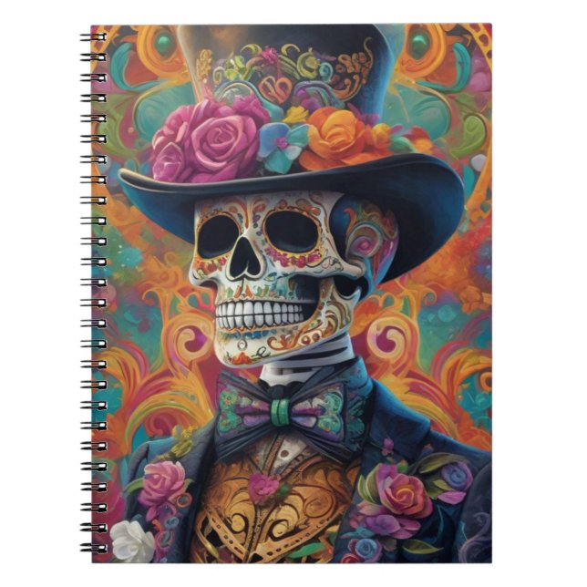 Festive Calaveras Tribute: Sugar Skull Splendour Notebook (Front)