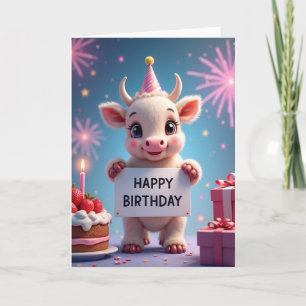 Festive Calf Party Hat Card