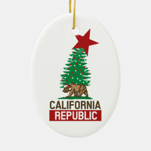Festive California Republic for the Holidays Ceramic Tree Decoration