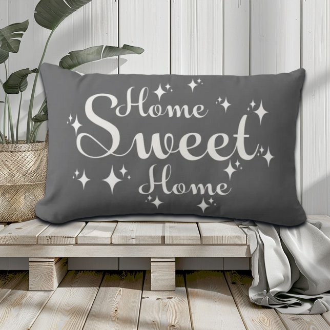 Festive Calligraphy and Stars 'Home Sweet Home' Lumbar Cushion (Creator Uploaded)