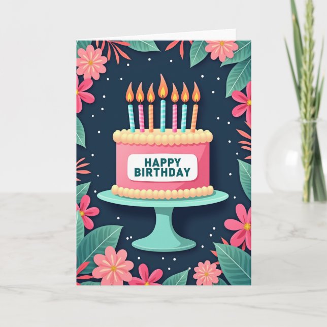 Festive Candlelit Cake Card (Front)