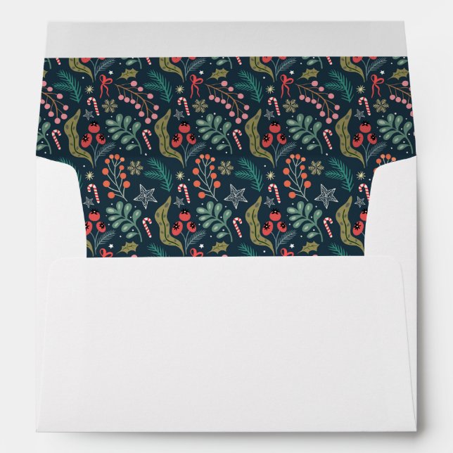 Festive Candy Cane and Holly Pattern Envelope (Back (Bottom))