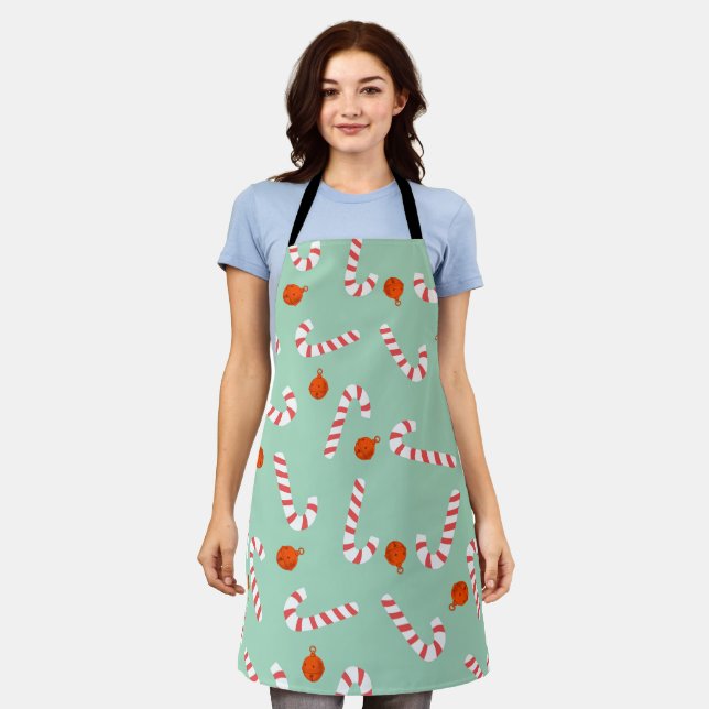 Festive Candy Cane Apron - Christmas Apron (Worn)