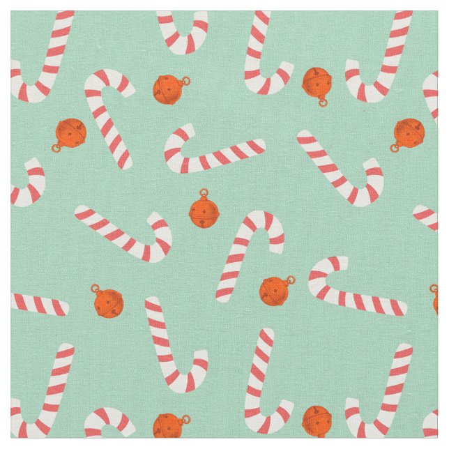 Festive Candy Cane Cotton Fabric (Close Up)