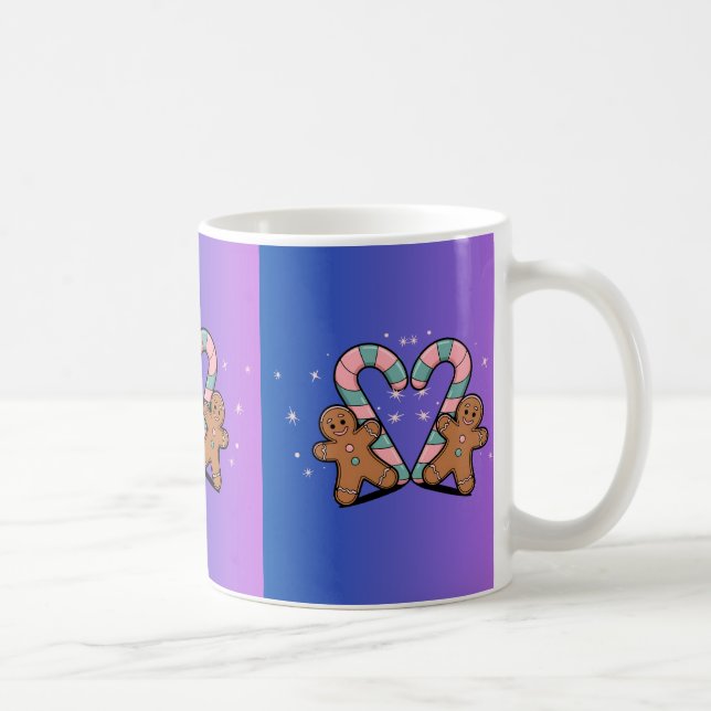 Festive Candy Cane & Gingerbread Holiday Coffee Mug (Right)