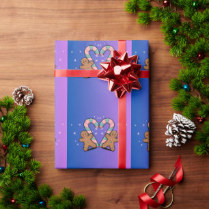 Festive Candy Cane & Gingerbread Holiday Wrapping Paper