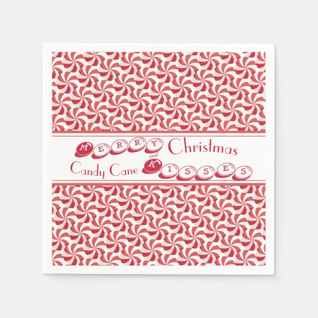 Festive Candy Cane Kisses in 3D Christmas Napkins (Front)