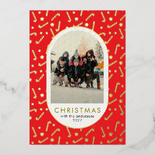 Festive Candy Cane Pattern Christmas family photo