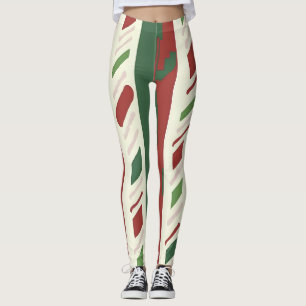 Festive Candy Cane Stripes in Red and Green Leggings