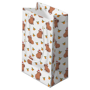 Festive Capybara Christmas Holiday Small Gift Bag