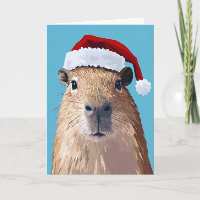 Festive Capybara in Santa Hat Invitation (Front)
