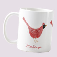 Festive Cardinal Bird Watercolor Personalised Name