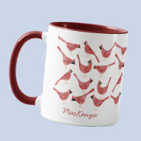 Festive Cardinal Bird Watercolor Personalized Name