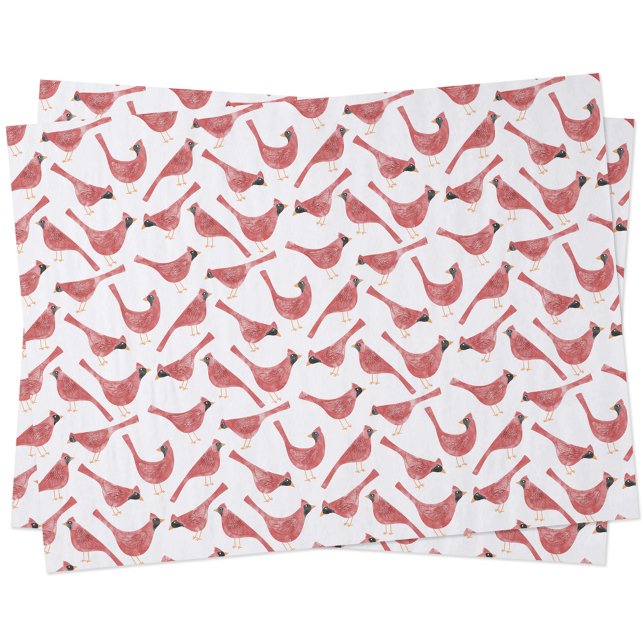Festive Cardinal Bird Watercolor Tissue Paper (Fun Cardinal bird red and white watercolor festive Christmas and Holidays gift wrapping tissue paper)