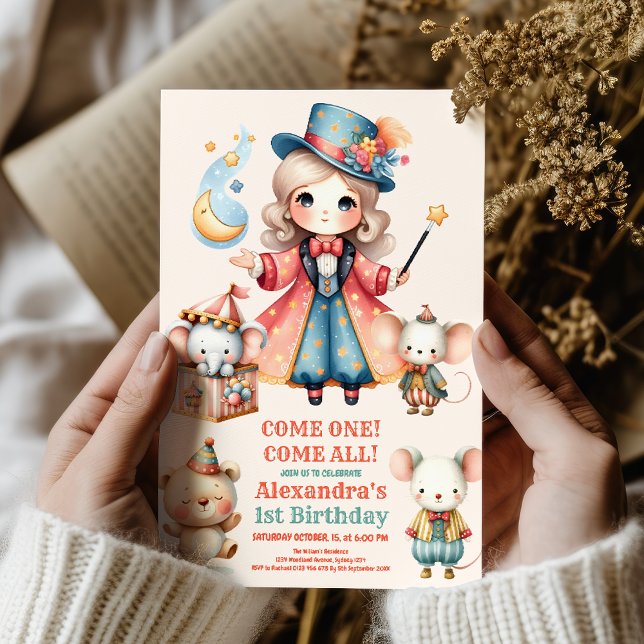 Festive Carnival Circus Party Kid 1st Birthday Invitation (Creator Uploaded)