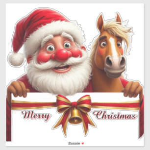 Festive Cartoon Santa Claus and Reindeer