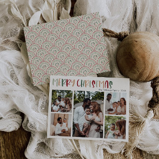 Festive Casual Colorful Christmas Five Photo Holiday Card