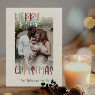 Festive Casual Colourful Christmas Faded Photo Holiday Card