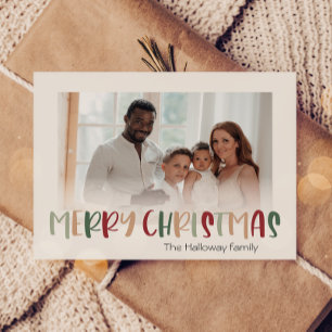 Festive Casual Colourful Christmas Faded Photo Holiday Card