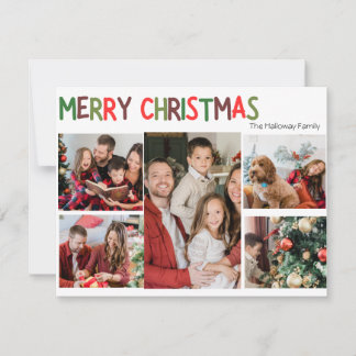 Festive Casual Colourful Christmas Five Photo Holi Holiday Card