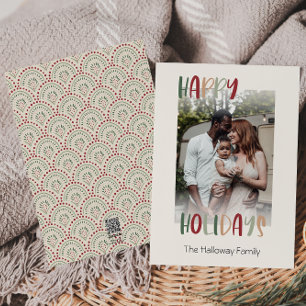 Festive Casual Colourful Happy Holidays Faded Phot Holiday Card