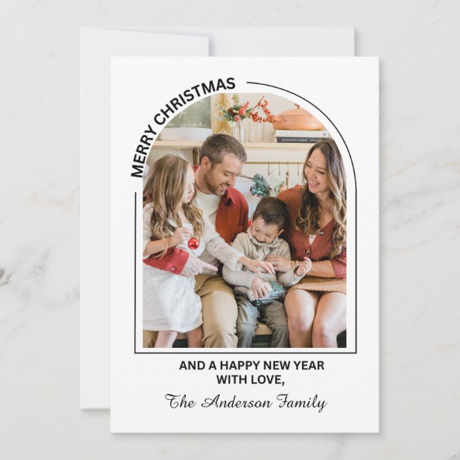 Festive Casual Merry Christmas Photo Card (Front)