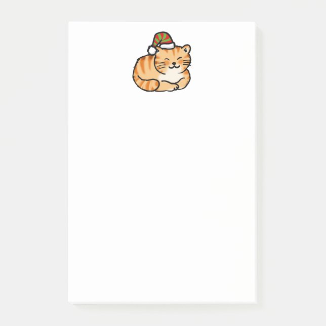 Festive Cat Christmas - Cute Cat in Santa Hat Post-it Notes (Front)