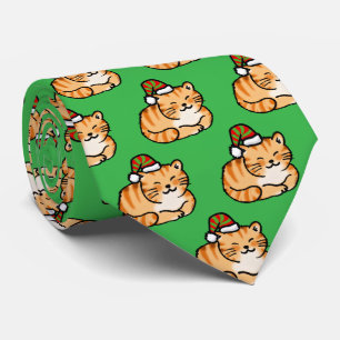 Festive Cat Christmas - Cute Cat in Santa Hat Tie